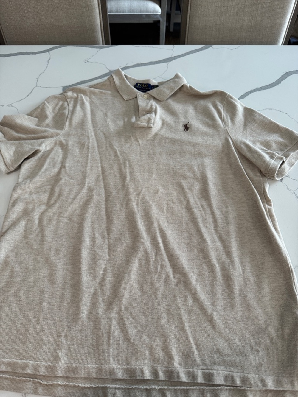 Polo by Ralph Lauren Men's Polo Shirt - Light Beige with Brown Pony